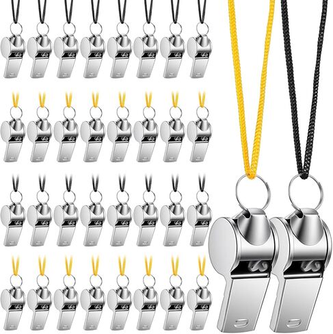 96 Pcs Stainless Steel Whistle for Coaches Referee Whistle with Lanyard Loud Clear Sound Sports Whistles Bulk Emergency Training Outdoor Safety Survival Kits in Saudi Arabia
