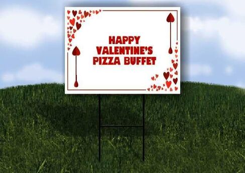 إطار أحمر لبوفيه بيتزا عيد الحب السعيد مع أسهم على شكل قلوب وإطار على شكل حرف A من جانب واحد مقاس 23 × 23 بوصة. in Kuwait