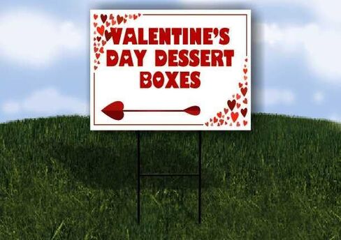 Valentine’S Day Dessert Boxes Red Frame With Hearts Directional Arrows A-Frame Double Sided 23x23 in. sign in Saudi Arabia