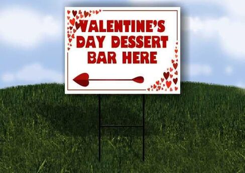 Valentine’S Day Dessert Bar Here Red Frame With Hearts Directional Arrows A-Frame Double Sided 23x23 in. sign in Saudi Arabia