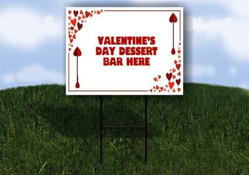 Valentine’S Day Dessert Bar Here Red Frame With Hearts Directional Arrows A-Frame Double Sided 23x23 in. sign in Saudi Arabia