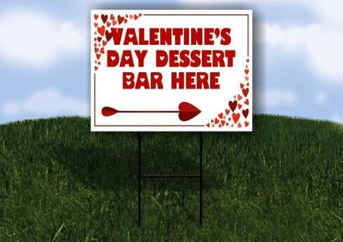 Valentine’S Day Dessert Bar Here Red Frame With Hearts Directional Arrows A-Frame Double Sided 23x23 in. sign in Saudi Arabia