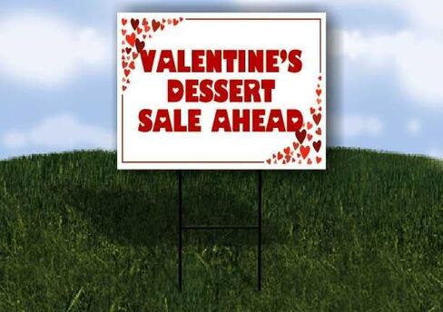 Valentine’S Dessert Sale Ahead Red Frame With Hearts Up Arrows A-Frame Single Sided 23x23 in. sign in Kuwait