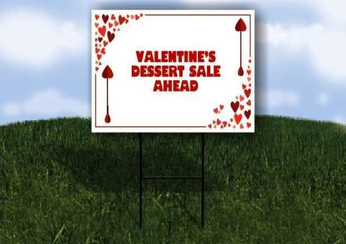 Valentine’S Dessert Sale Ahead Red Frame With Hearts Up Arrows A-Frame Single Sided 23x23 in. sign in Kuwait