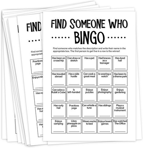 Team Building Games for Work Adults – Find Someone Who Bingo Game, 25 Unique Human Bingo Cards 5x7 Inch, Ice Breaker & Office Games for Parties, Meetings & Events - A01 in Saudi Arabia
