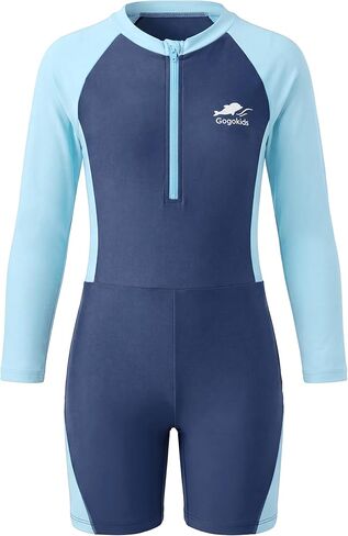 بدلة سباحة Gogokids للفتيات والفتيان قطعة واحدة من Rash Guard بعامل حماية من أشعة الشمس 50+ للحماية من الشمس وأكمام طويلة مقاس 4-12 Y in Kuwait