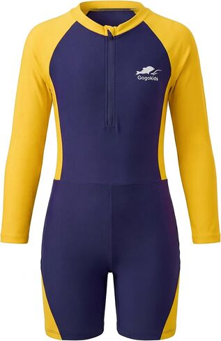 بدلة سباحة Gogokids للفتيات والفتيان قطعة واحدة من Rash Guard بعامل حماية من أشعة الشمس 50+ للحماية من الشمس وأكمام طويلة مقاس 4-12 Y in Kuwait