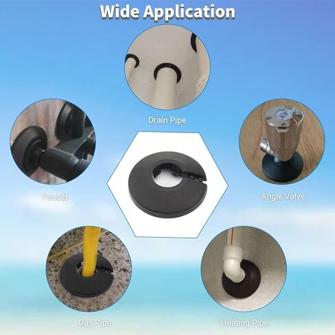 Bztoolbox Fit 1/2" Black Plastic PP Pipe Cover - 16mm (5/8") Flange Water Pipe Decoration Escutcheon 4Pcs in Saudi Arabia