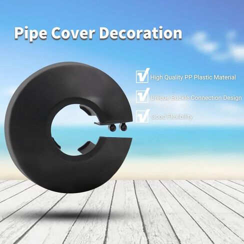 Bztoolbox Fit 1/2" Black Plastic PP Pipe Cover - 16mm (5/8") Flange Water Pipe Decoration Escutcheon 4Pcs in Saudi Arabia