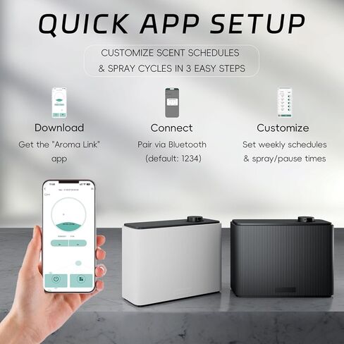 ماكينة هواء ذكية للمنزل 1000 مل، موزع رائحة الفندق بمساحة 4500 قدم مربع، موزع روائح HVAC للمنزل الكبير، بلوتوث ذكي، علاج عطري بدون ماء مثالي للمنزل بأكمله (أسود) in Kuwait