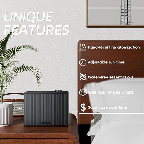 ماكينة هواء ذكية للمنزل 1000 مل، موزع رائحة الفندق بمساحة 4500 قدم مربع، موزع روائح HVAC للمنزل الكبير، بلوتوث ذكي، علاج عطري بدون ماء مثالي للمنزل بأكمله (أسود) in Kuwait