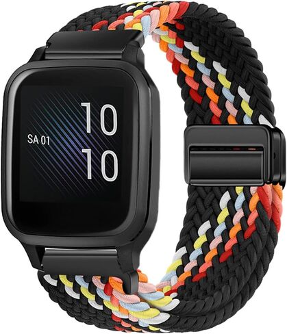 شريط مضفر من النايلون لـ Garmin Venu Sq/Sq Music/Sq 2/Sq 2 Music، حزام مطاطي 20 مم لـ Garmin Venu 2 Plus/Vivoactive 3/5/6/Vivomove HR/Forerunner 55 245 645 in Kuwait