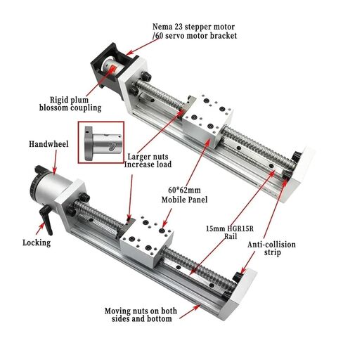 60 servo Bracket Linear Guide or Manual Slide 50-1200mm Linear Actuator XYZ axis(SFU1605-1000 Stroke) in Saudi Arabia