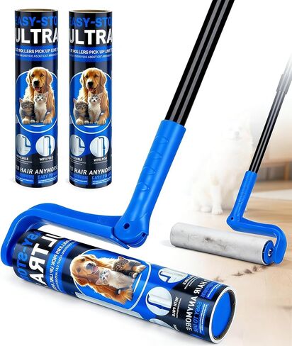 10" Large Lint Roller for Pet Hair Extra Sticky with Extra 3 Refills, Long Handle Floor Sticky Rollers with Big Lint Rollers Refills for Cleaning Carpets, Cars, Furniture in Saudi Arabia
