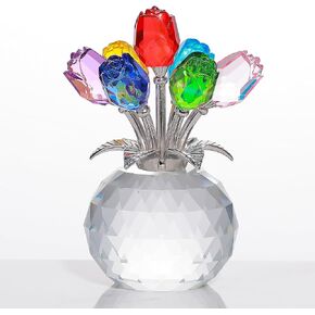 Movdyka Black Rose Flower Crystal Figurine with Vase, Bouquet Flowers Gifts for Wife Girlfriend Women - Fake Black Roses Halloween Gothic Decor
