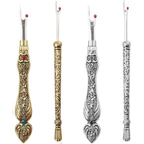 4 Pcs Retro Metal Sewing Seam Rippers, Vintage Seam Sewing Thread Ripper, Retro Alloy Seam Rippers Sewing Tools for Quick Unpick Sewing Embroidery Quilting（Gift Box Packaging）