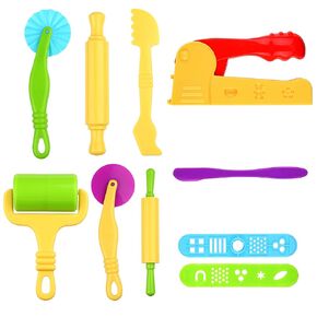 Kare & Kind 9pcs Basic Playdoh Tools, Play Dough Tools kit, Play doh Party Favors, Play doh Tools for Kids, Playdough Tools, Play Dough Starter Set, Playdoh Set, Playdough extruder, Play Dough Kits