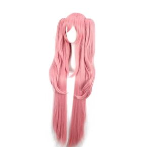 لوليتا 100 سنتيمتر طويل مجعد الشعر ينتهي أنيمي تأثيري Kawaii كرول تيبيس ساروف من نهاية شعر مستعار كليب على ذيل الحصان شعر مستعار وردي + غطاء شعر مستعار مجاني