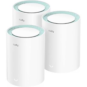 Cudy M1300 3-Pack AC1200 جيجابت نظام واي فاي شبكي كامل، نطاق مزدوج، موسع واي فاي، هوائيات عالية الكسب، VPN، Cloudflare، توصيل ما يصل إلى 100 جهاز