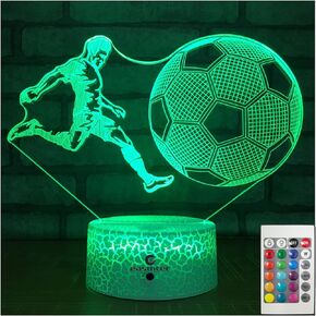 easuntec Soccer Gifts Soccer Lamp with Remote & Touch 7 Colors+16 Colors Dimmable Soccer Toys for Boys 6 7 8 9 12 Year Old Boys Gifts (Soccer 16WT)