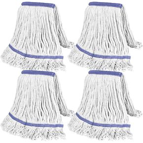 4 Pieces Mop Head Replacement Heavy Duty Commercial Mop Heads Wet Industrial String Cotton mop Cotton Looped End String Head Refill