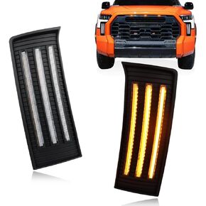 Switchback White/Amber Front Bumper Fog Daytime LED Running Light Sequential Turn Signal Feature Compatible with Toyota Tundra 2022 2023 Fog Light Kit