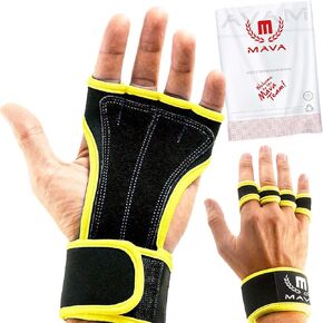 Mava Sports Leather Padding Gloves Cross Training Gloves with Wrist Support for WODs,Gym Workout,Weightlifting & Fitness-Leather Padding, No Calluses-Suits Men & Women-Weight Lifting