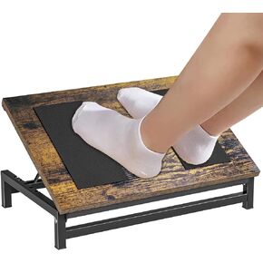 Foot Rest for Under Desk at Work - Adjustable Footstool Ergonomic Foot Stand with 4 Height Position and Anti-Slip Surface (Wooden)