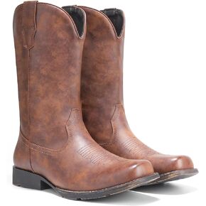 IUV Cowboy Boots For Men Western Boot Durable Fashionable Retro Classic Slip Resistant Boots