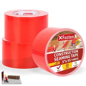 XFasten Construction Sheathing Tape Red, 3" x55Yds House Seam Wrap Construction Tape, Water Resistant Tuck Tape for Houses, Buildings Underlayment Tape