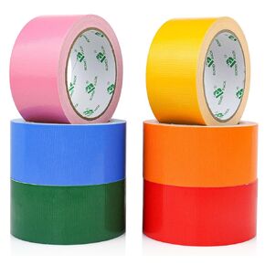 BOMEI PACK Colored Duct Tape, 6 Rainbow Duct Tape Colors 2 Inch x 15 Yards x 9 Mil, Heavy Duty Waterproof Duct Tape of Red Pink Yellow Orange Green and Blue