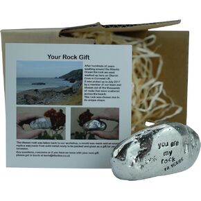 18th Anniversary You are My Rock Gift Idea - Solid Metal Heavy Polished Rock Gift for 18 Year Anniversary