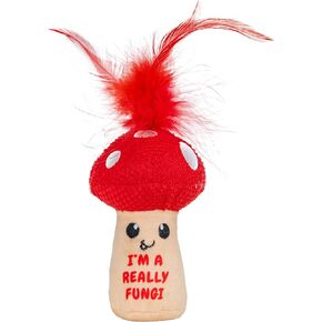 Catstages A Really Fungi Mushroom Kicker Catnip Toy and Dental Toy for Cats Mushroom Themed Funny Catnip Stuffed Kicker Toy, Red