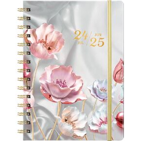 Planner 2024-2025 - Academic Planner 2024-2025, Jul 2024 - Jun 2025, 2024-2025 Planner Weekly and Monthly with Tabs, 6.3" x 8.4", Hardcover with Back Pocket + Thick Paper - Pink Flower