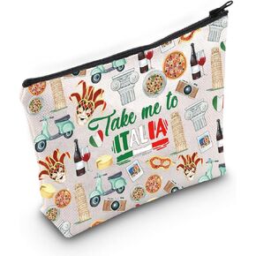 WZMPA Italy Trip Travel Cosmetic Bag Italian Tourist Gifts Take Me To Italia Zipper Pouch Bag Italy Vacation Merchandise (Take Italia)