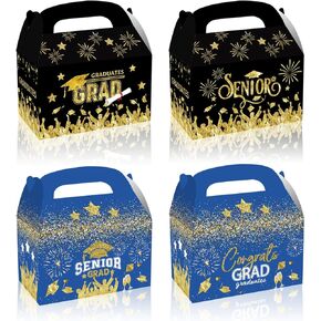 LANCU 24 قطعة من علب حلوى التخرج، صناديق حلوى التخرج بالجملة، صندوق هدايا لحفلات التخرج مع مقابض، علب هدايا باللون الأزرق والأسود لصندوق جودي الجملون فئة 2024 هدايا حفلات التخرج in Kuwait