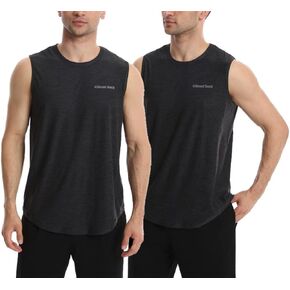 Different Touch Men’s 2 Pack Active Gym Workout Sleeveless Shirts Quick Dry Crew Neck Muscle Tank Top