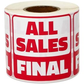 Retail & Sales Labels: 3.5 x 5.5 inch - Write-in Sale Stickers for Sales, Garage Sales, Yard Sales (300 Labels, Red & White)