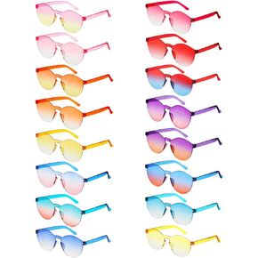 Matcheck 16 Round Shaped Rimless Sunglasses Transparent Candy Colored Glasses Clear Party Eyewear for Women