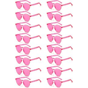 Matcheck 16 Round Shaped Rimless Sunglasses Transparent Candy Colored Glasses Clear Party Eyewear for Women