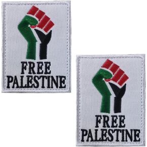 Free Palestine Flag Sew on Embroidery Tactical Patch Military Morale Armband Badges Emblem Applique Hook Patches for Clothes Bags Backpack Accessories Team Uniform