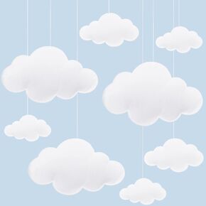 8 Pcs 3D Cloud Decorations Hanging Clouds for Ceiling Cloud Party Decorations Felt Fake Cloud Ornaments Cloud Props for Art Wedding Nursery Children Room(Light Blue,Lovely Style)
