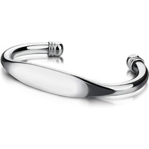 Unisex 925 Sterling Silver Bangle Bracelet -Simple Women Men Torque Bracelet Solid Smooth Plain Polished On Cuff Fashion Fine Jewelry Gifts
