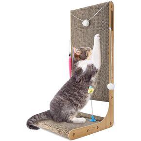 Cat Scratcher, 29.5 Inch Large Size L Shape Cat Scratch Pad, Cat Scratching Cardboard with Cat Toy for Indoor Cats, Protecting Furniture Cat Scratch Pad in Kuwait
