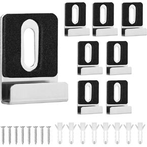 8pcs Metal Mirror Holder Kit, Mirror Clips with Screws Rubber Pads Mirror Hooks Heavy Duty Mirror Hanger Hardware for Frameless Mounting Wall Tile Billboard Display(Silver)