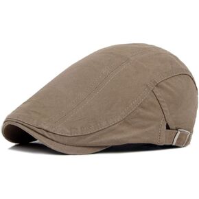SH-RuiDu Cotton Beret Flat Cap, Adjustable Washable Breathable Beret Cap Pure Color Sports Hat Newsboy Hunting Hat for Men