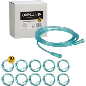 Premium 7 FT Oxygen Tubing | 10-Count | 6-Channel Kink-Resistant Air Flow | High-Visibility Green Tint | Universal End Connectors | Durable, Medical Grade Oxygen Therapy Accessory