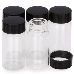 Clear Glass Sample Vials with Cap, Screw Cap Sample Vials Clear Glass Liquid Sampling Bottle Reagent Bottle with Cap Closure, 10ml / 0.3 oz. Pack of 10