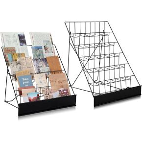 2 Set 4 Tiered and 6 Tiered Wire Display Rack for Countertop, Book Display Rack Comic Book Magazine Newspaper Display Stand CD Greeting Card Shelf Stand Holder for Library Classroom Office