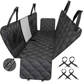 Dog Car Seat Cover for Back Seat, Waterproof Hammock with Mesh Window and Storage Pockets, Durable Heavy Duty Scratchproof Nonslip Pet Backseat Cover Protector for Cars, Trucks, SUVs
